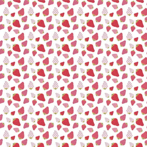Prairie Sisters Homestead White Strawberry Patch Yardage by Lori Woods for Poppie Cotton Fabrics