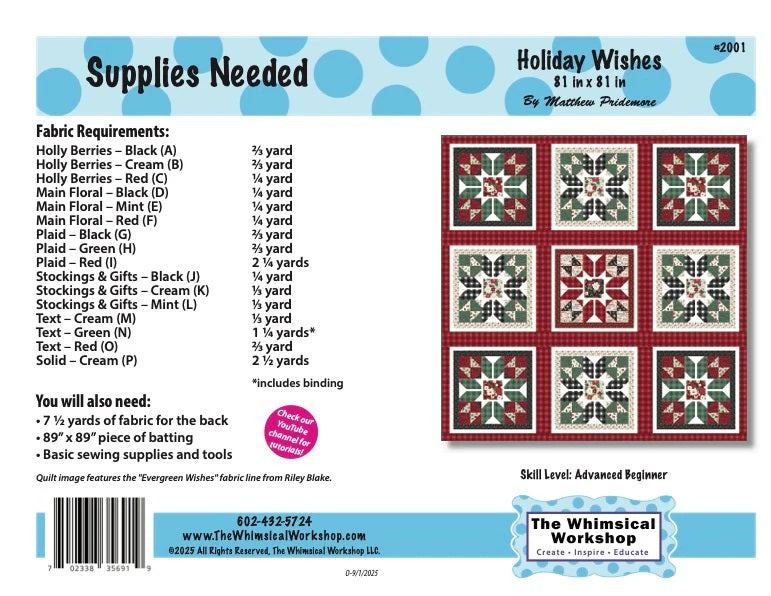 Holiday Wishes Quilt Pattern by The Whimsical Workshop