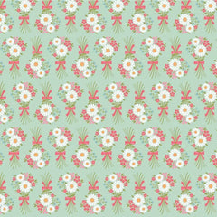 Prairie Sisters Homestead Mint Flower Bouquet Yardage by Lori Woods for Poppie Cotton Fabrics