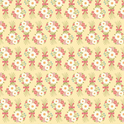 Prairie Sisters Homestead Yellow Flower Bouquet Yardage by Lori Woods for Poppie Cotton Fabrics