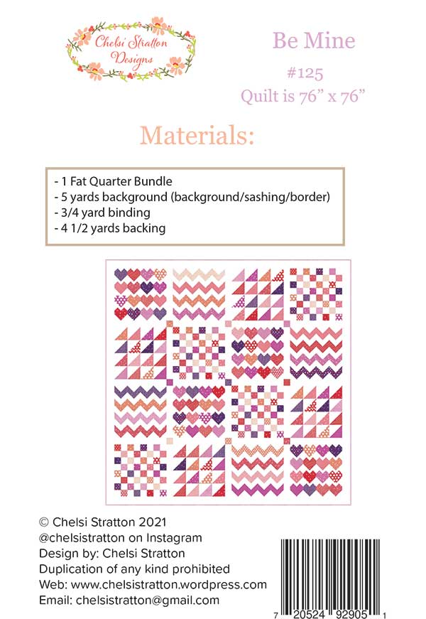 Be Mine Quilt Pattern by Chelsi Stratton