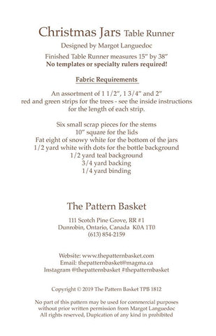 Christmas In a Jar Table Runner Pattern by The Pattern Basket