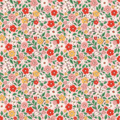 Farmhouse Fancy Pink Country Flowers Yardage by Elea Lutz for Poppie Cotton Fabrics