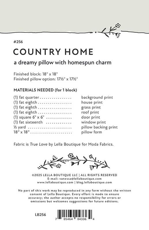 Country Home Pillow Pattern by Lella Boutique