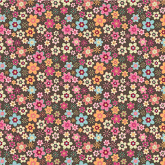 Calico Cowgirls Brown Cowgirl Meadow Yardage by Lori Woods for Poppie Cotton Fabrics