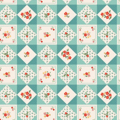Farmhouse Fancy Teal Farm Quilts Yardage by Elea Lutz for Poppie Cotton Fabrics