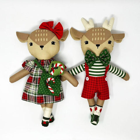 Holiday Cheer Natural Reindeer Stuffies Panel by Stacy Iest Hsu for Moda Fabrics