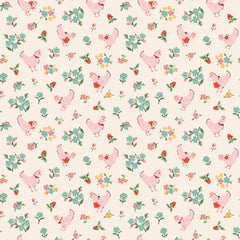 Farmhouse Fancy Natural Spring Chicken Yardage by Elea Lutz for Poppie Cotton Fabrics