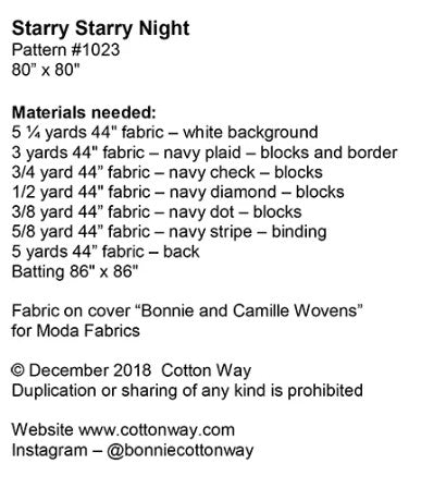 Starry Starry Night Quilt Pattern by Cotton Way