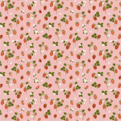 Promise Me Pink Strawberry Bouquet Yardage by Michal Marko for Poppie Cotton Fabrics