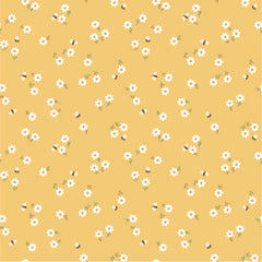 Promise Me Yellow You're Invited Yardage by Michal Marko for Poppie Cotton Fabrics