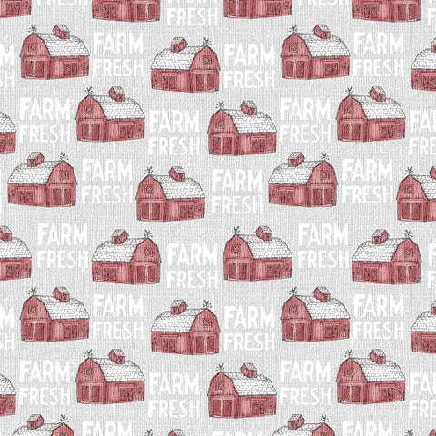 Farm Fresh Light Grey Barns Yardage by Jessica Flick for Benartex Fabrics