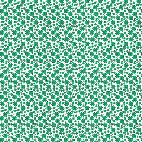 Luck Of The Gnomes White Mini Clovers Yardage by Andi Metz for Benartex