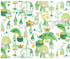 Luck Of The Gnomes White/Green Lucky Gnome Boxes Yardage by Andi Metz for Benartex