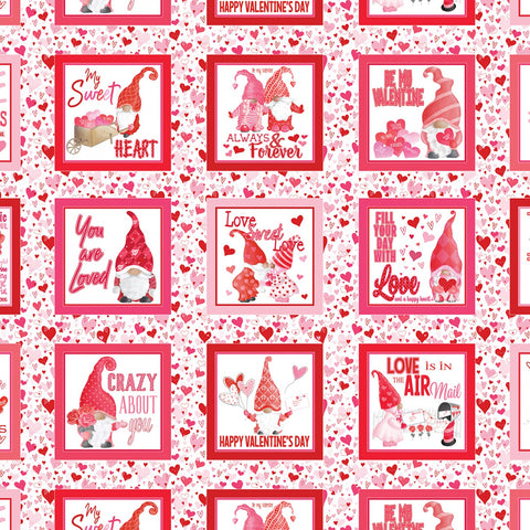 Be My Gnomie White My Gnomie Boxes Yardage by Andi Metz for Benartex