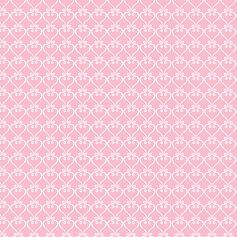 Be My Gnomie Light Pink Scrolling Hearts Yardage by Andi Metz for Benartex