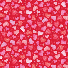 Be My Gnomie Red Candy Hearts Yardage by Andi Metz for Benartex