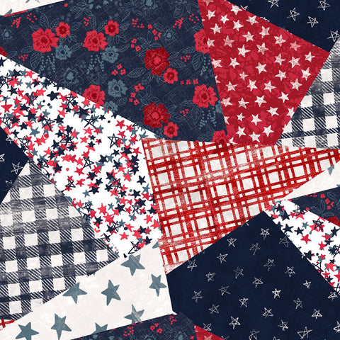 American Dreamer Multi Pieced Patchwork Yardage by Amylee Weeks for 3 Wishes Fabric