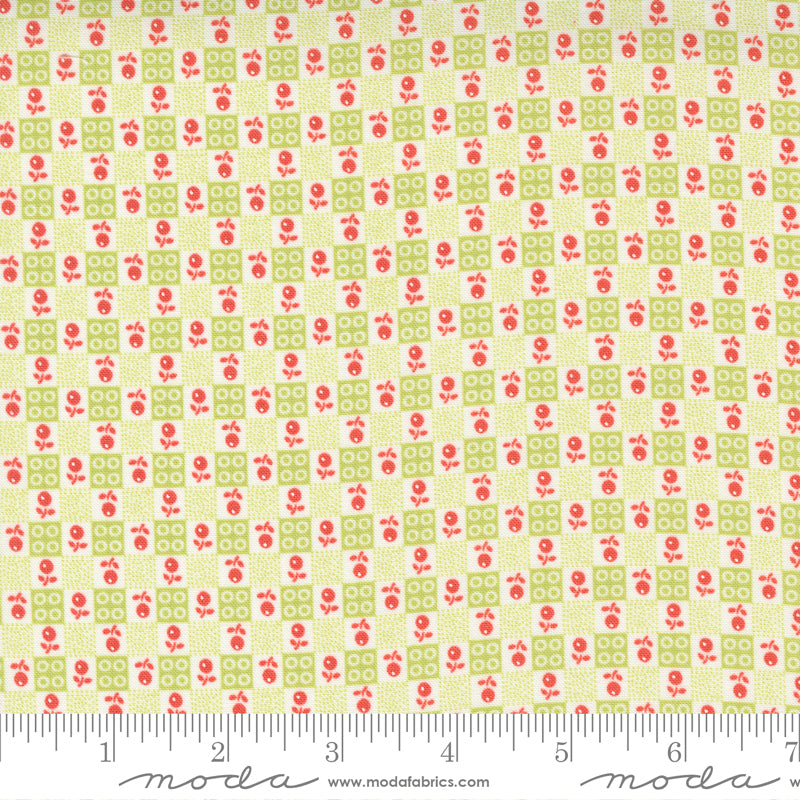Strawberries & Rhubarb Granny Smith Hopscotch Yardage by Fig Tree & Co. for Moda Fabrics