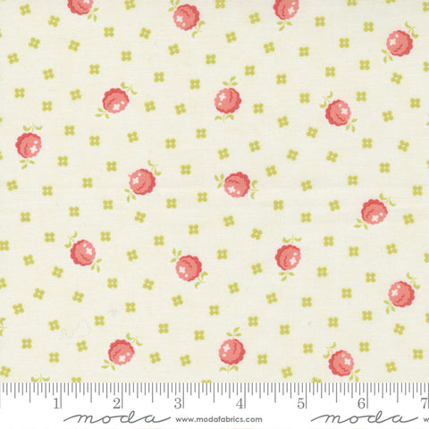 Stitched Vanilla Raspberry Floral Yardage by Fig Tree for Moda Fabrics