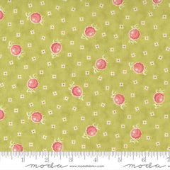 Stitched Grass Raspberry Floral Yardage by Fig Tree for Moda Fabrics