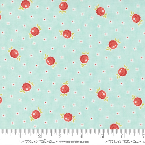 Stitched Sky Raspberry Floral Yardage by Fig Tree for Moda Fabrics