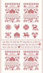 Christmas Stitched Snow Poinsettia Sampler Panel by Fig Tree & Co. for Moda Fabrics
