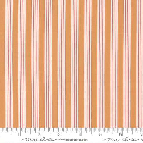 Fruit Cocktail Tangerine Ticking Stripe Yardage by Fig Tree & Co. for Moda Fabrics