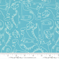 Stomp Stomp Roar Aqua Dino Sketch Yardage by Stacy Iest Hsu for Moda Fabrics
