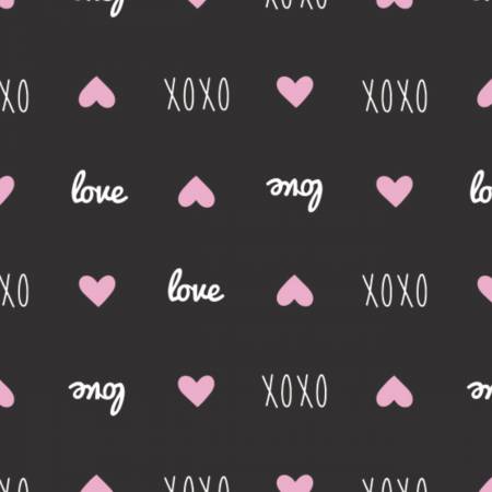 XOXO Black Sweet Messages yardage by Camelot Fabrics