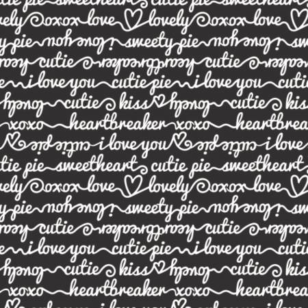 XOXO Black Words of Affection yardage by Camelot Fabrics