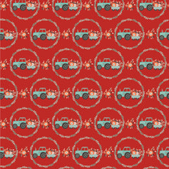 My Heart Belongs To My Farmer Red Tractor Pull Yardage by Lori Woods for Poppie Cotton Fabrics