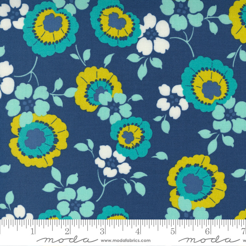 Morning Light Bluebird Pansy Floral Yardage by Linzee McCray for Moda Fabrics