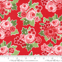 Zinnia Ruby Market Blooms Yardage by April Rosenthal for Moda Fabrics