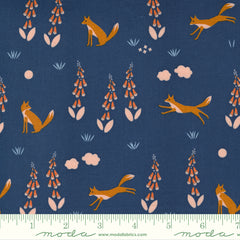 Meander Navy Foxes Yardage by Aneela Hoey for Moda Fabrics