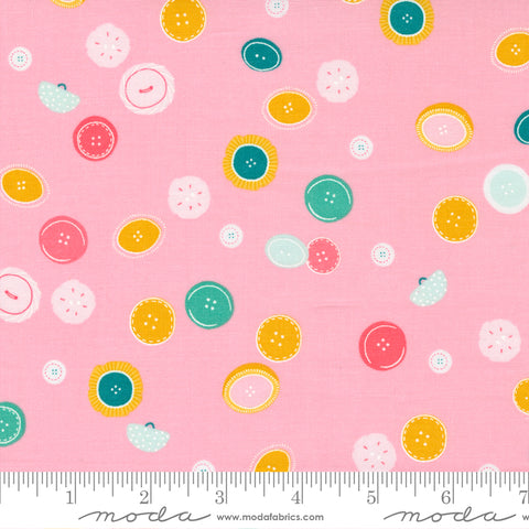 Sew Wonderful Lovely Pink Button Drop Yardage by Paper & Cloth for Moda Fabrics