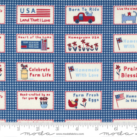 Prairie Days Dusk Blue Prairie Tags Yardage by Bunny Hill Designs for Moda Fabrics