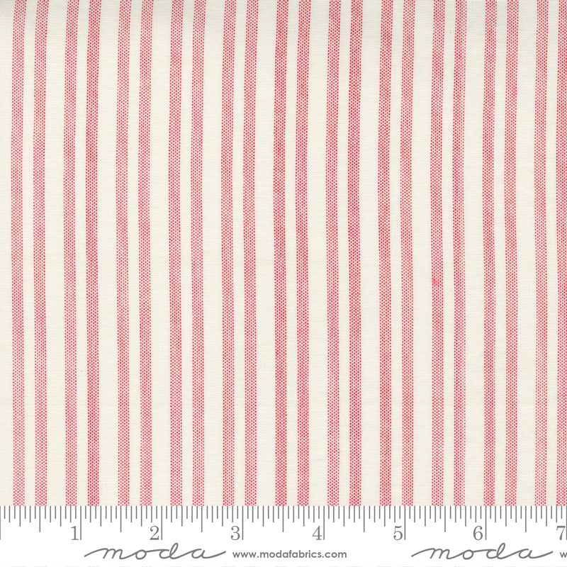 Prairie Days Milk White Red Country Stripe Yardage by Bunny Hill Designs for Moda Fabrics