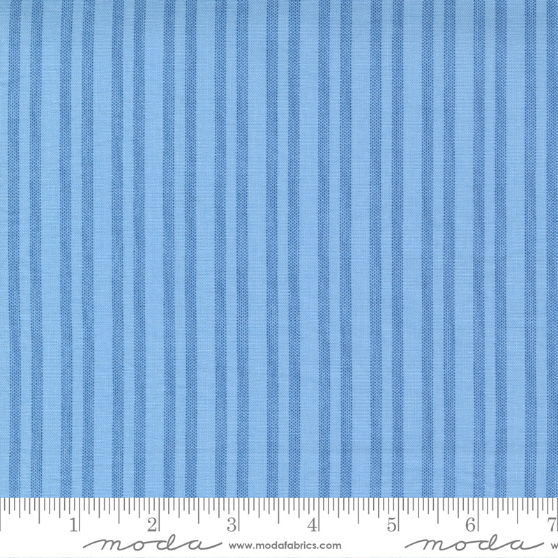 Prairie Days Sky Blue Country Stripe Yardage by Bunny Hill Designs for Moda Fabrics
