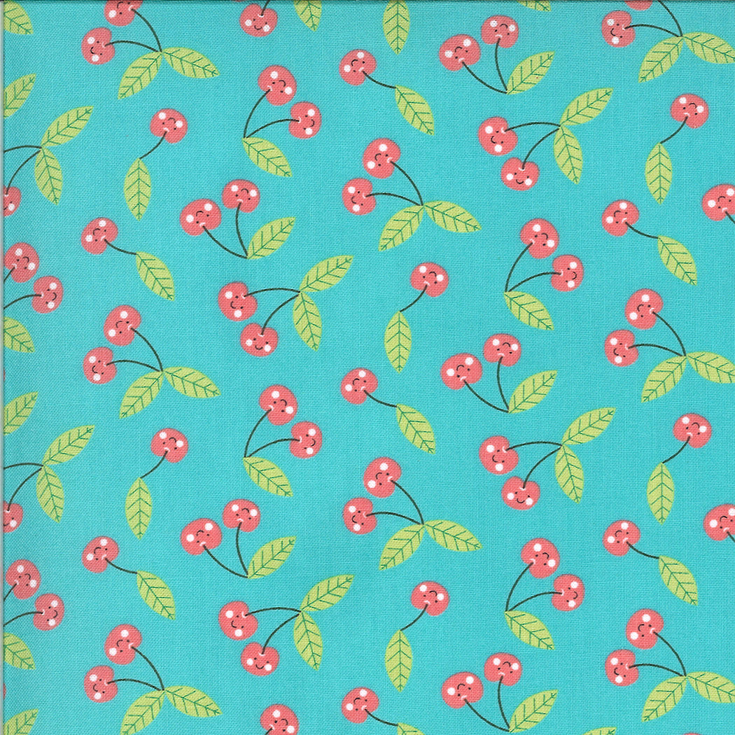 Hello Sunshine Aqua Cherries by Abi Hall for Moda Fabrics