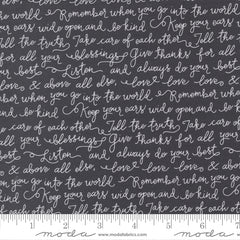 Country Rose Charcoal Farmhouse Script Yardage by Lella Boutique for Moda Fabrics