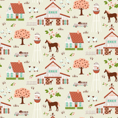 Cottage Farm Ivory Cottage Farm Vignette Yardage by Judy Jarvi for Windham Fabrics