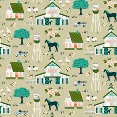Cottage Farm Natural Cottage Farm Vignette Yardage by Judy Jarvi for Windham Fabrics