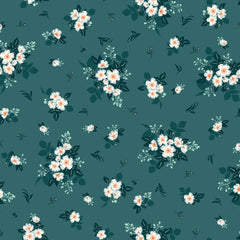 Cottage Farm Teal Wild Rose Yardage by Judy Jarvi for Windham Fabrics