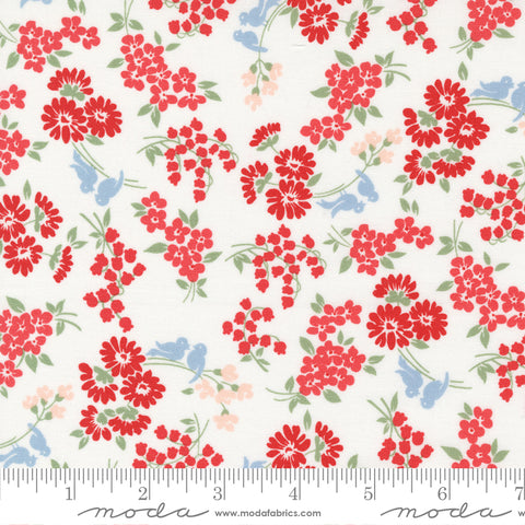 Dwell Cream Red Songbird Yardage by Camille Roskelley for Moda Fabrics
