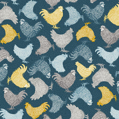 Grove By Andover Blue Chickens Yardage by Makower UK for Andover Fabrics