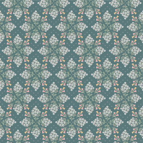 Songbird Serenade Teal Adoration Yardage by Lori Woods for Poppie Cotton Fabrics