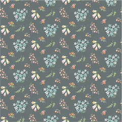 Hollyhock Lane Gray Bloom Yardage by Lori Woods for Poppie Cotton Fabrics