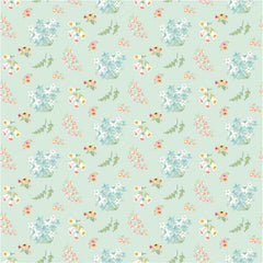 Hollyhock Lane Mint Bloom Yardage by Lori Woods for Poppie Cotton Fabrics