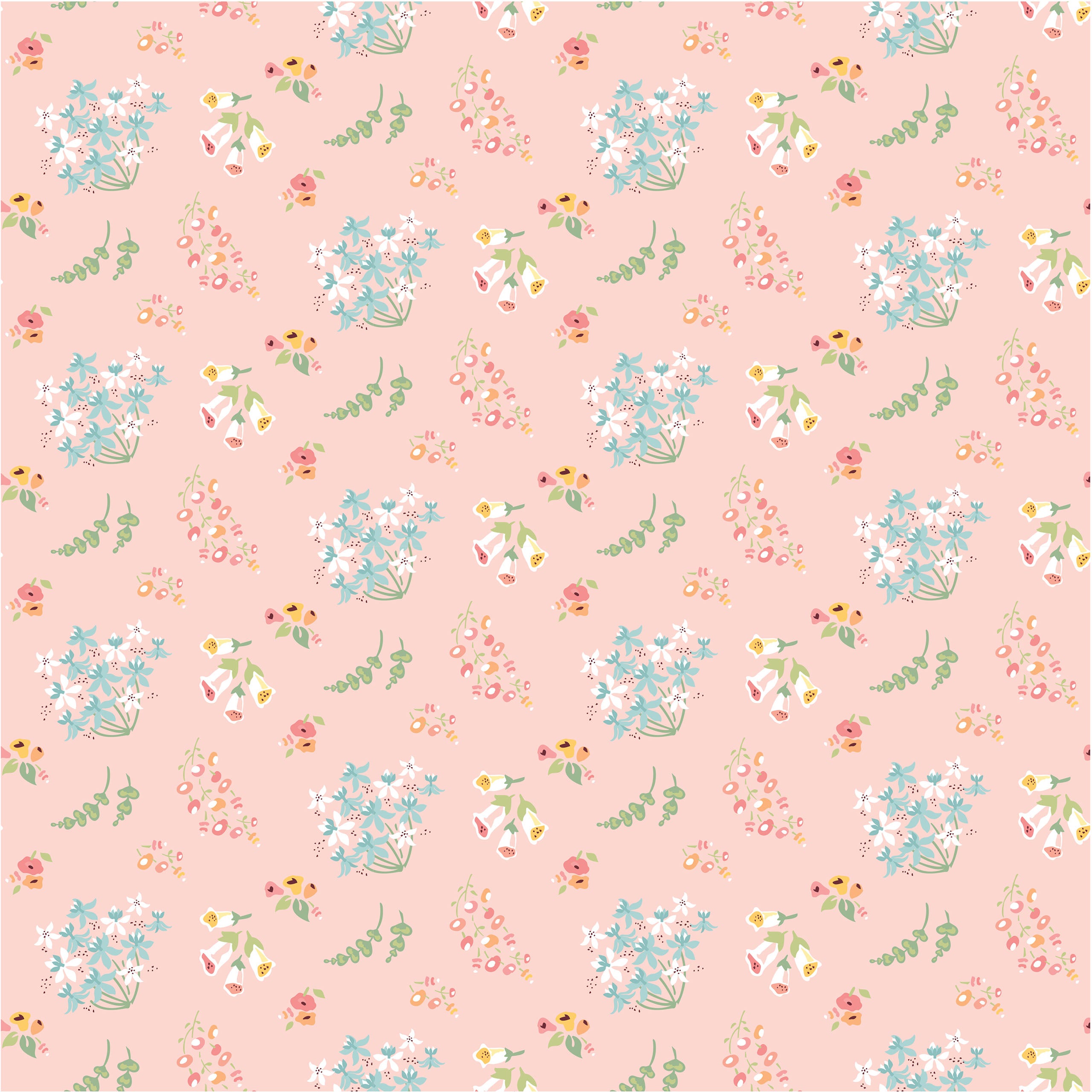 Hollyhock Lane Pink Bloom Yardage by Lori Woods for Poppie Cotton Fabrics